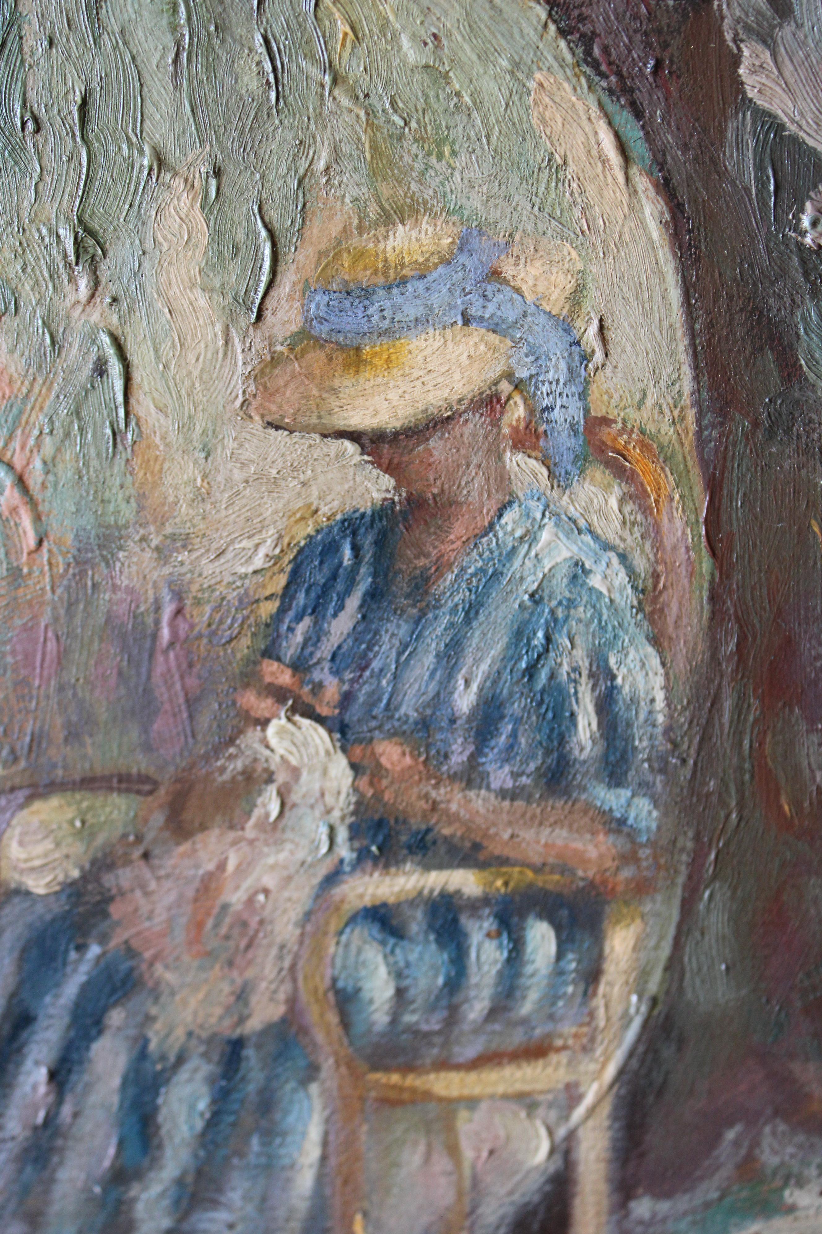 Portrait original français d'une femme dans un paysage de jardin en vente 3