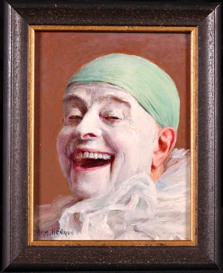 Armand (François Joseph) Henrion Portrait Painting - Joyeux Pierrot - Impressionist Oil, Portrait by Armand Francois Henrion