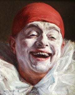 Pierrot - 19th Century French Oil Portrait of Pierrot by Armand Henrion