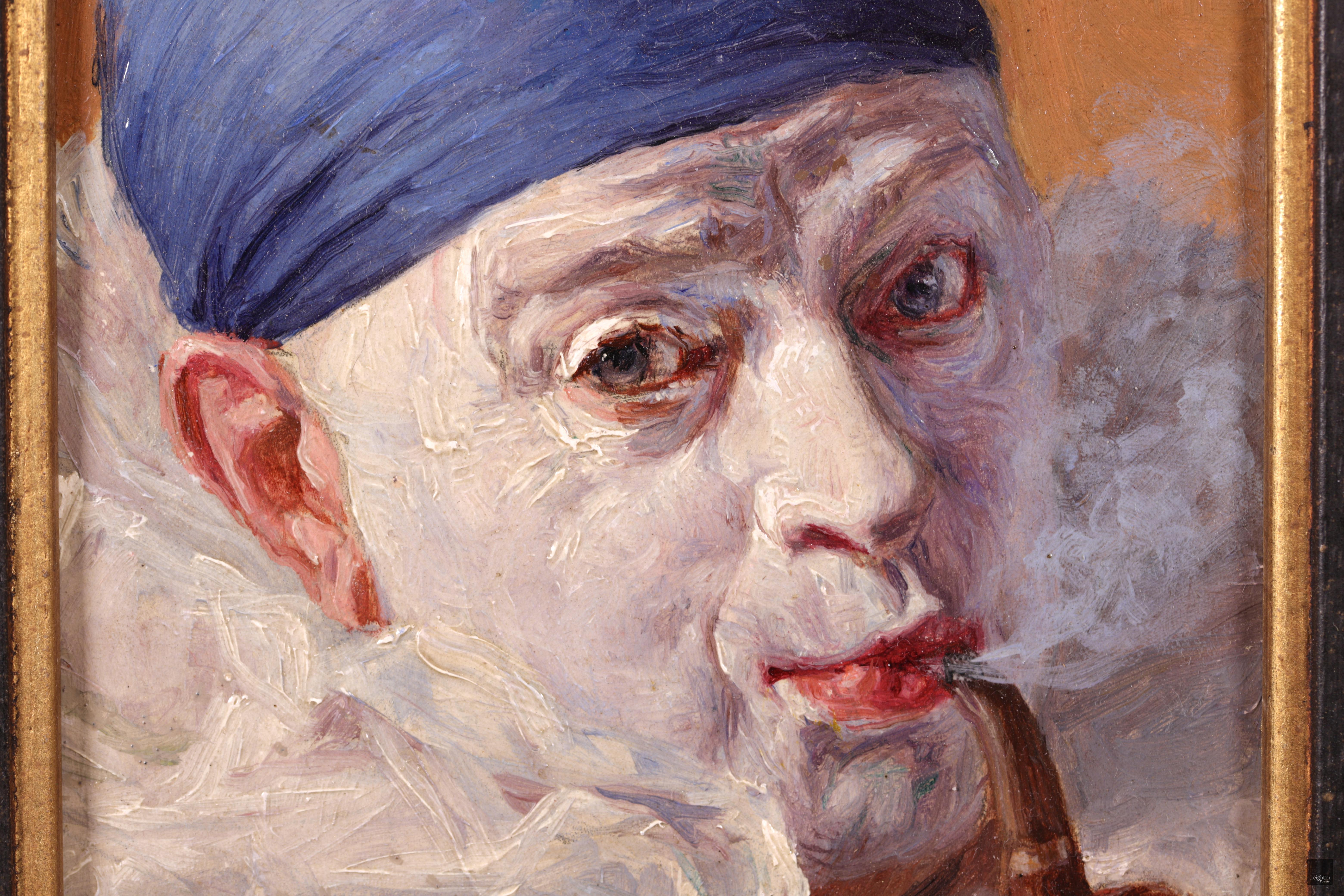 Pierrot au bonnet bleu - Impressionist Oil, Portrait by Armand Francois Henrion 2