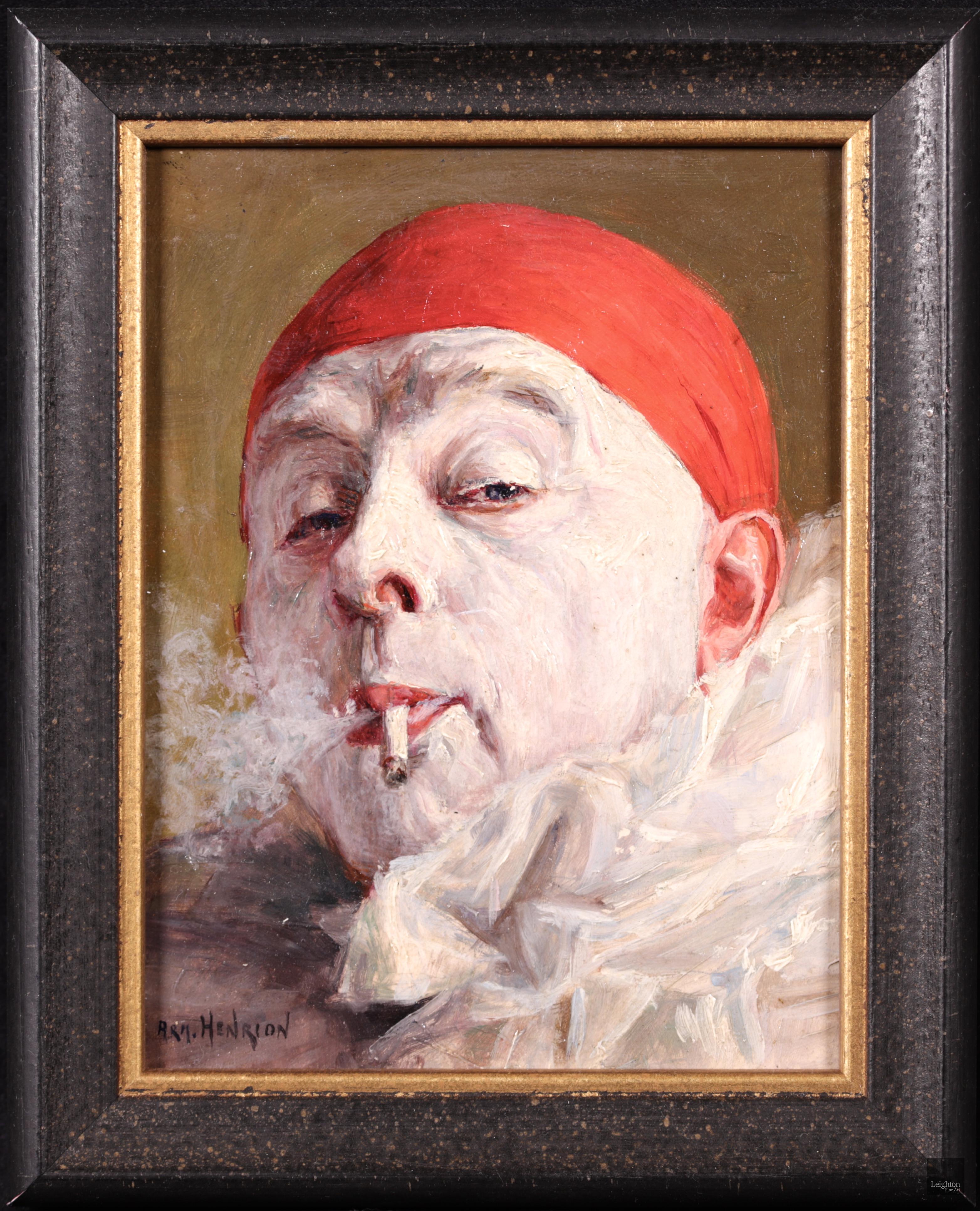 Pierrot au bonnet rouge - Impressionist Oil, Portrait by Armand Francois Henrion - Painting by Armand (François Joseph) Henrion