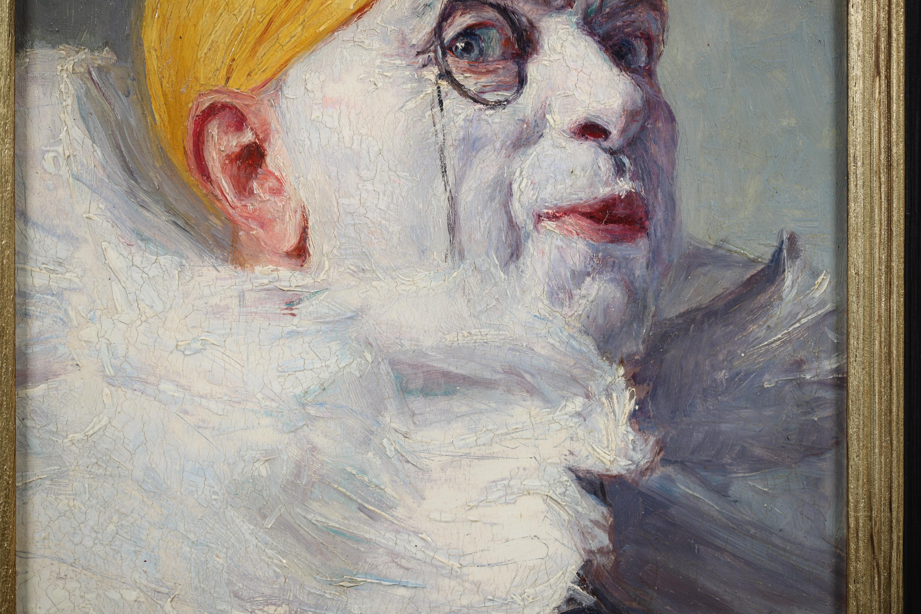 Pierrot et Monocole - Huile impressionniste, portrait d'Armand François Henrion en vente 1