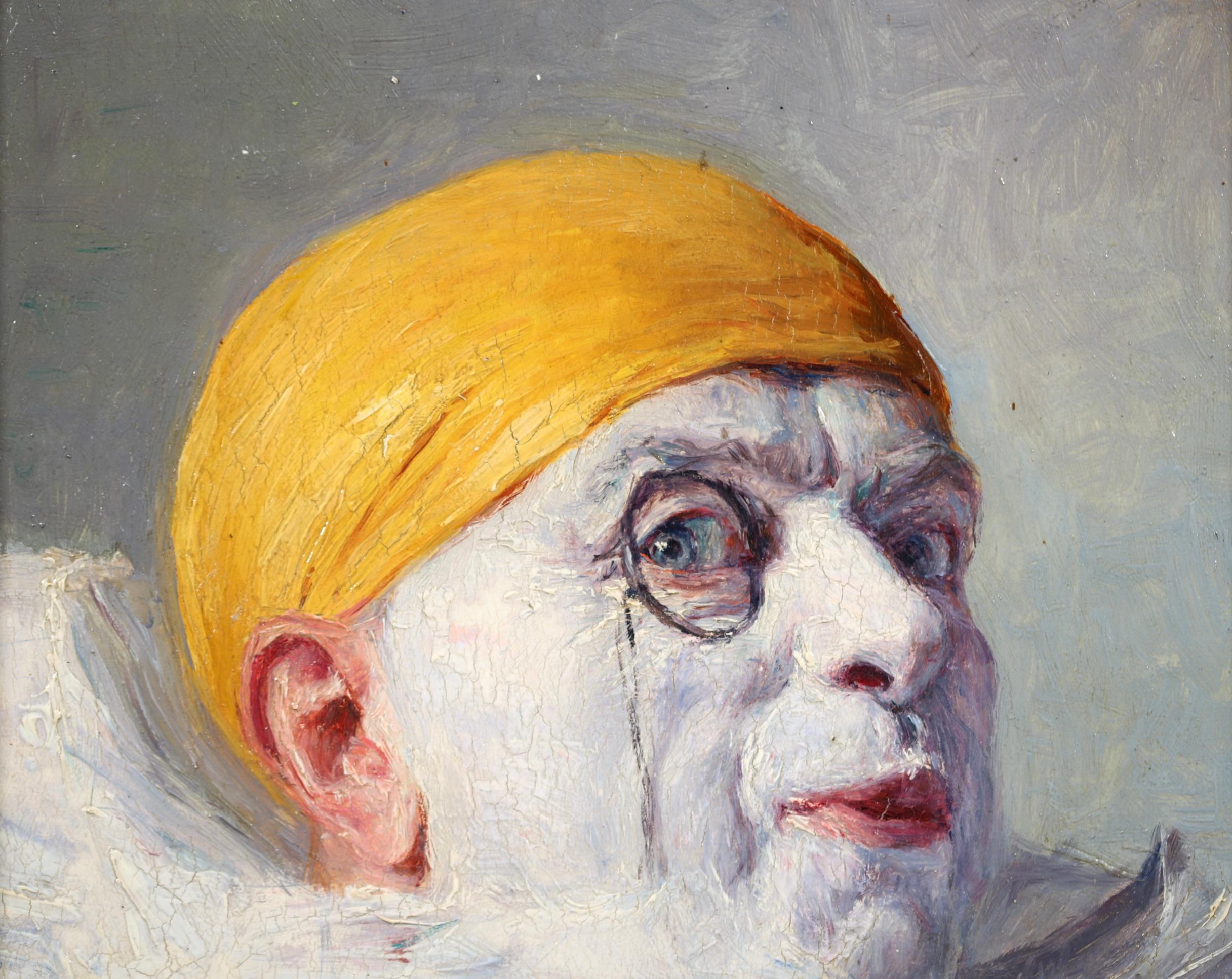 Pierrot et Monocole - Olio impressionista, ritratto di Armand Francois Henrion - Painting Impressionismo di Armand (François Joseph) Henrion