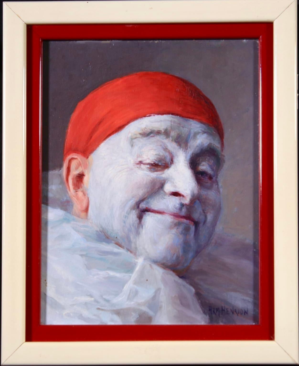 Pierrot - Impressionist Oil, Portrait of a Clown by Armand Francois Henrion - Painting by Armand (François Joseph) Henrion