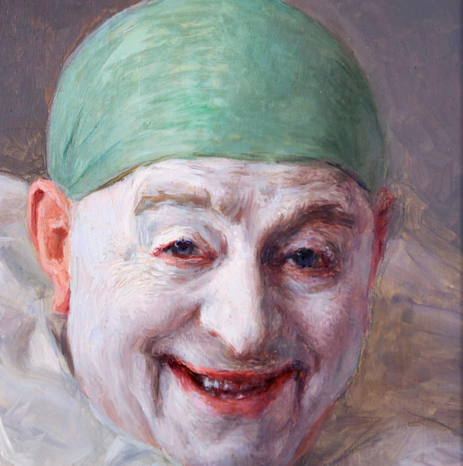 Pierrot - Impressionist Oil, Portrait of a Clown by Armand Francois Henrion - Painting by Armand (François Joseph) Henrion