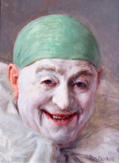Pierrot - Impressionist Oil, Portrait of a Clown by Armand Francois Henrion