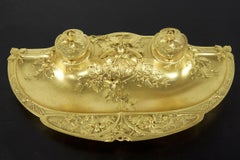 Armand Guénard for Susse Frères Gilt Bronze Antique Inkwell Desk Writing Set