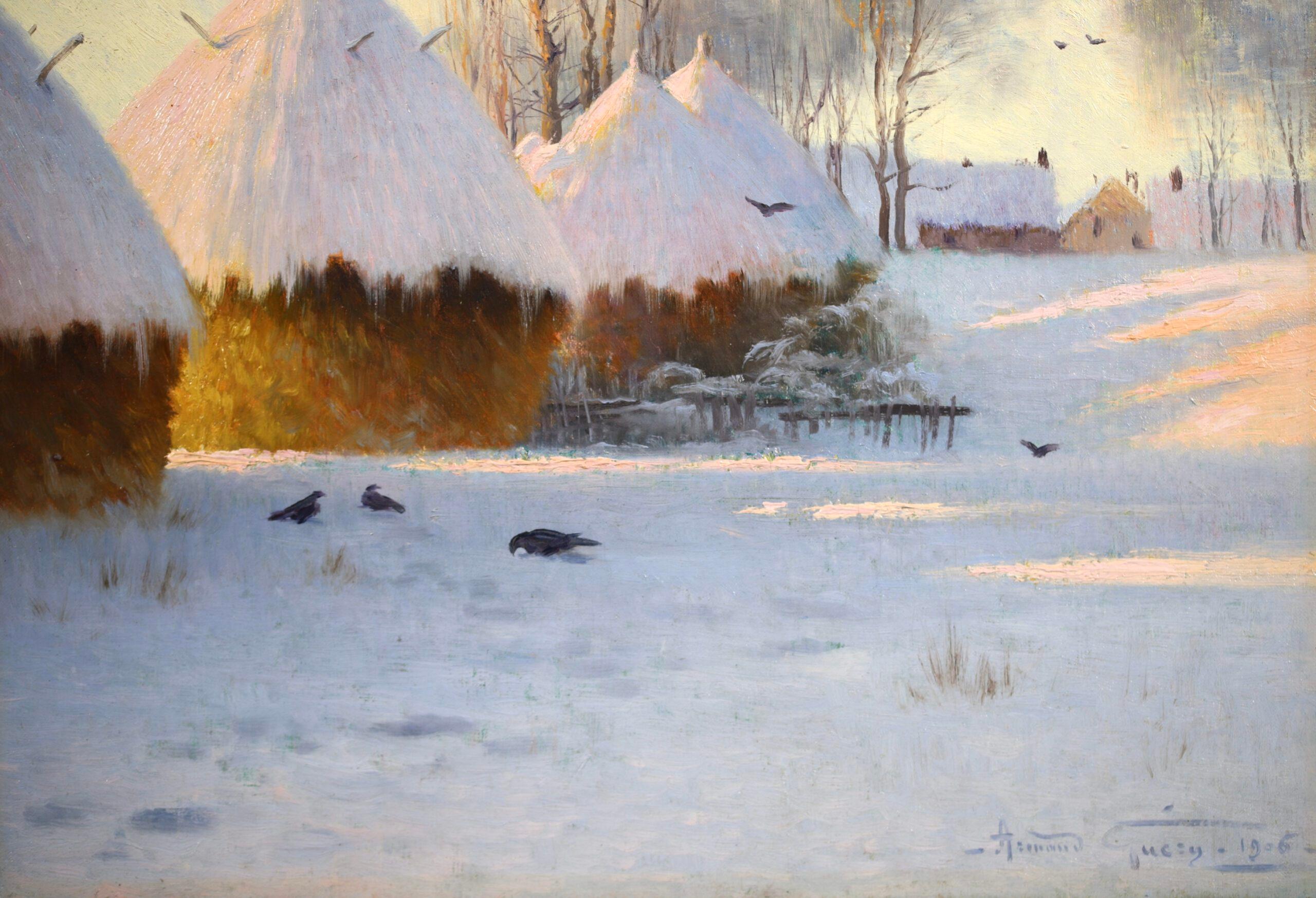 Matinee d'Hiver a Evergnicourt – Impressionistische Landschaftsgemälde Öl von Armand Guery im Angebot 5