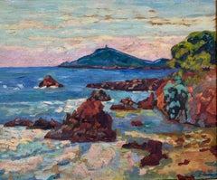 'Agay, le château et le Sémaphore'. Oil on canvas. Signed.