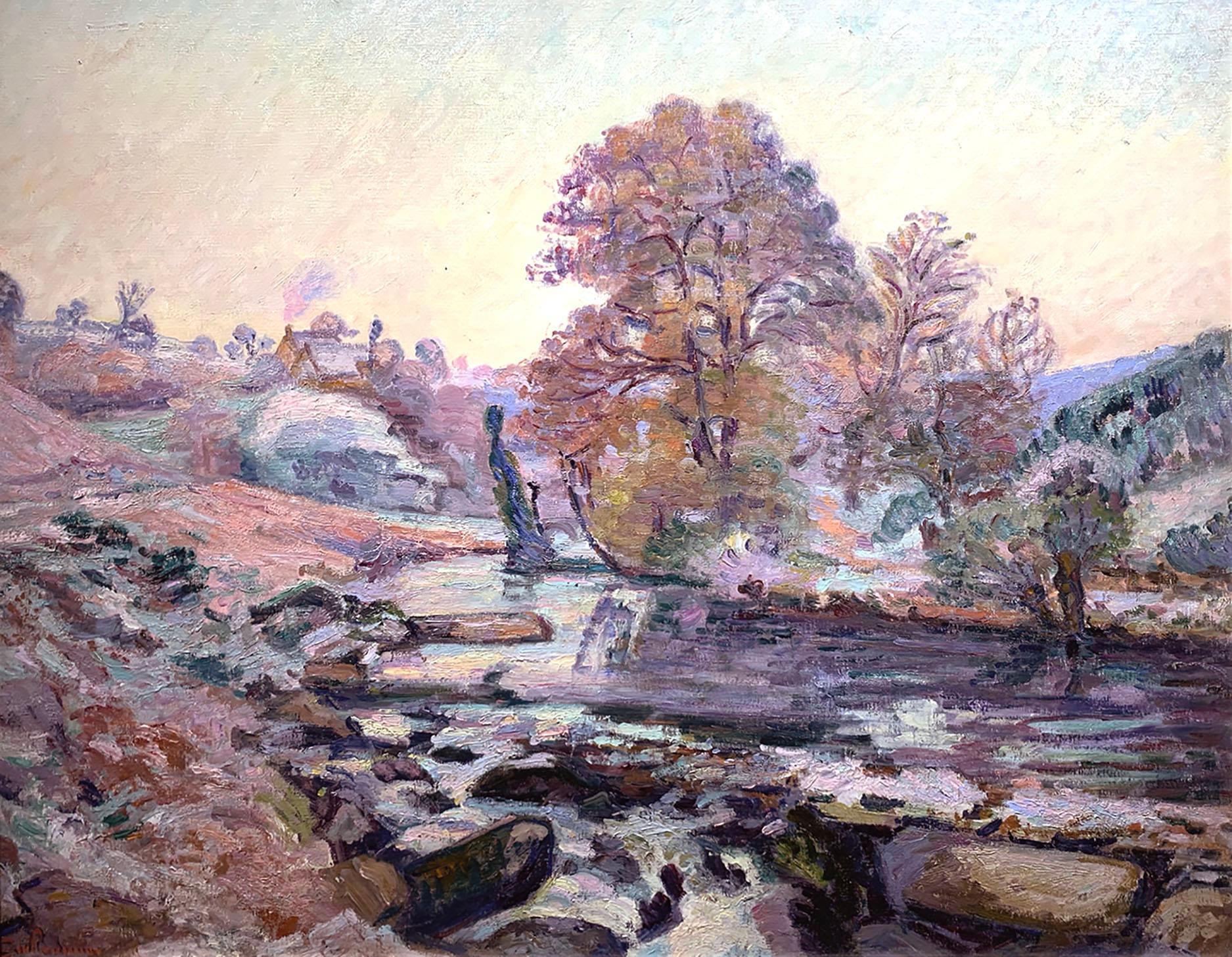 Armand Guillaumin Landscape Painting - White Frost in the Crozant Valley, with the Dam of Bouchardon