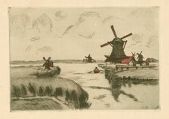 Eau-forte originale « Vue prise de Saardam » (Zaandam)