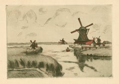 "Vue prise de Saardam" (Zaandam) original etching