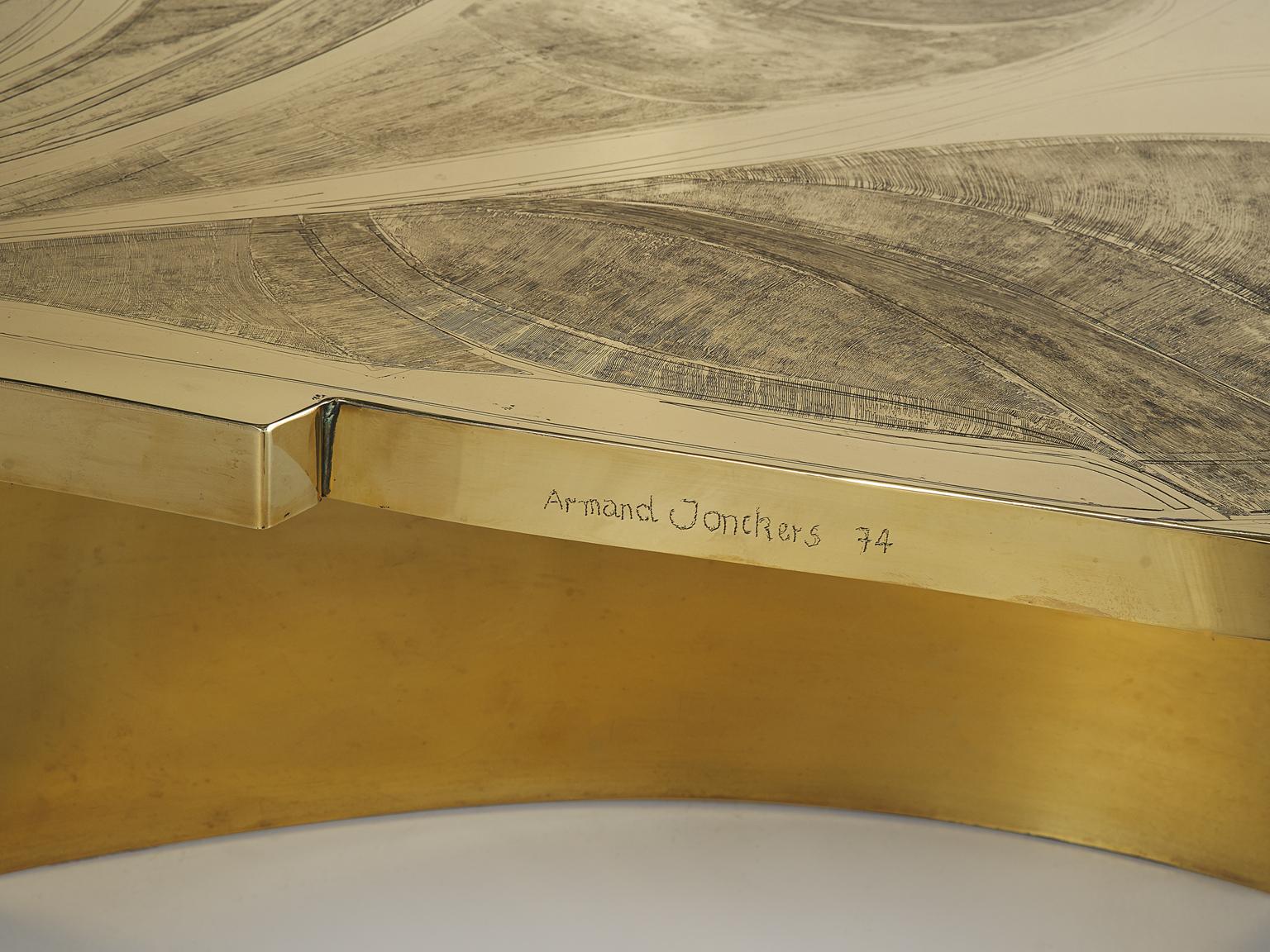 Armand Jonckers Extravagant Brass Etched Cocktail Table 2