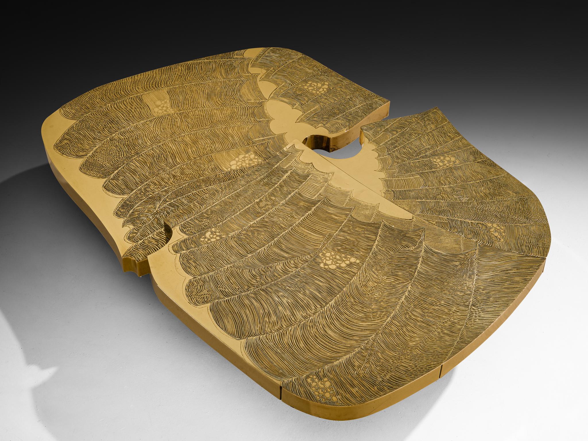 Armand Jonckers Monumental Engraved Brass Coffee Table For Sale 1