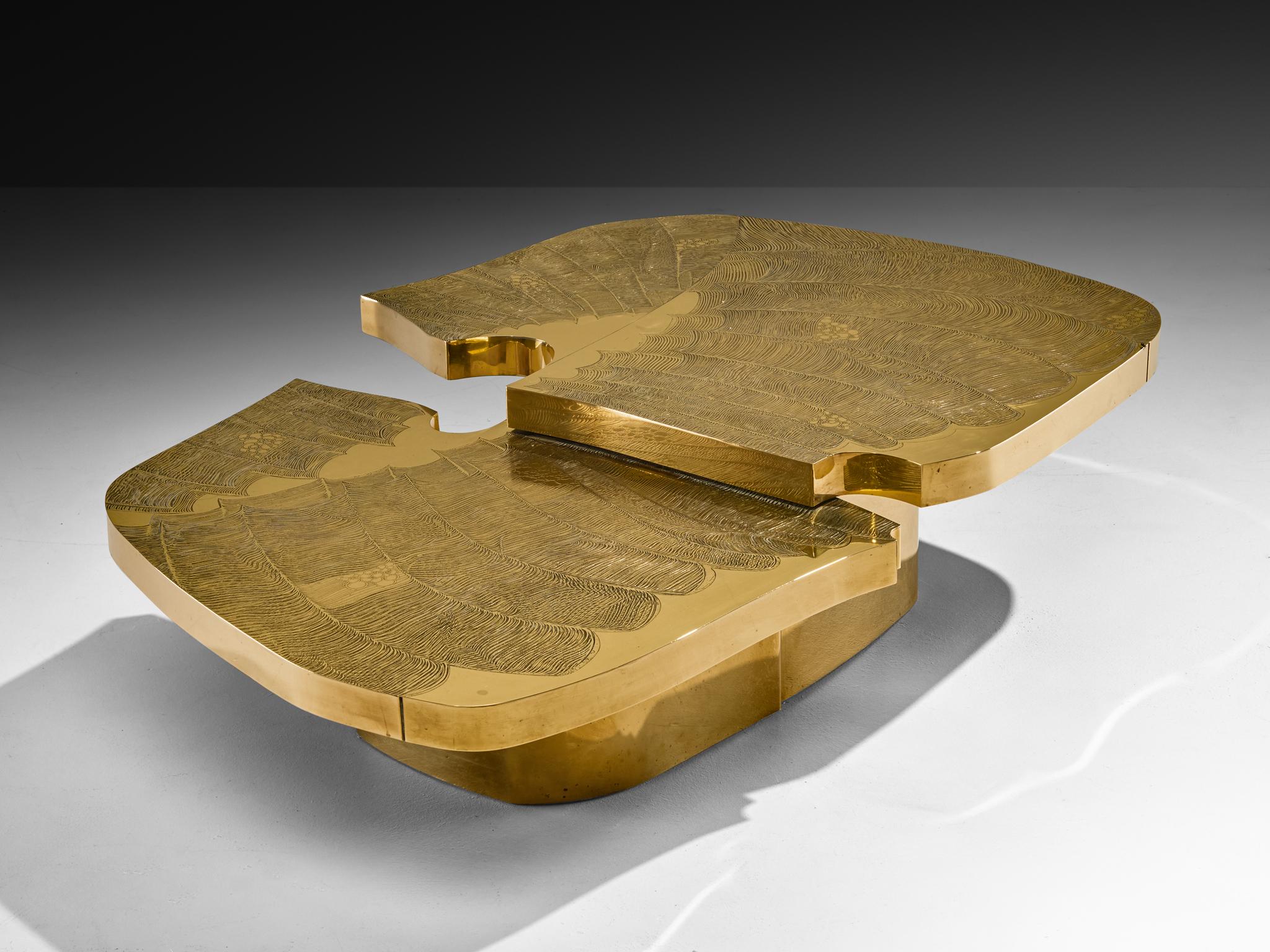 Armand Jonckers Monumental Engraved Brass Coffee Table For Sale 2
