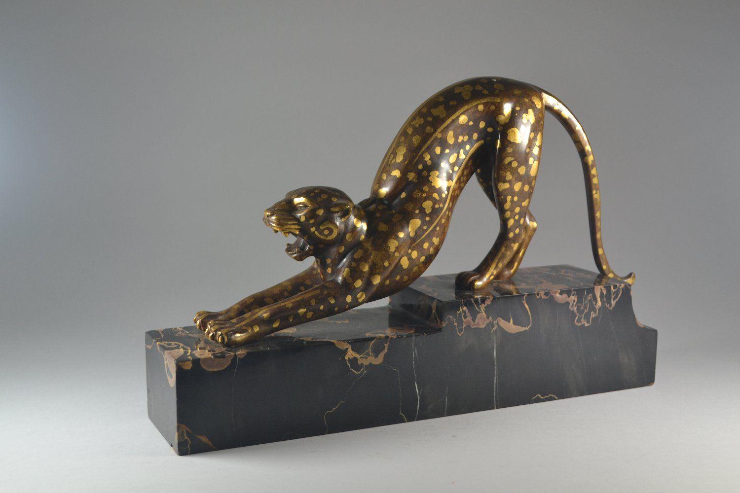 Armand Lemo unique stretching panther bonze sculpture In Excellent Condition In Barjols, FR