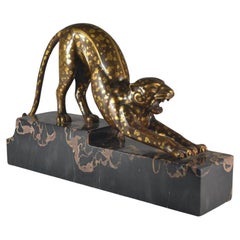 Armand Lemo unique stretching panther bonze sculpture