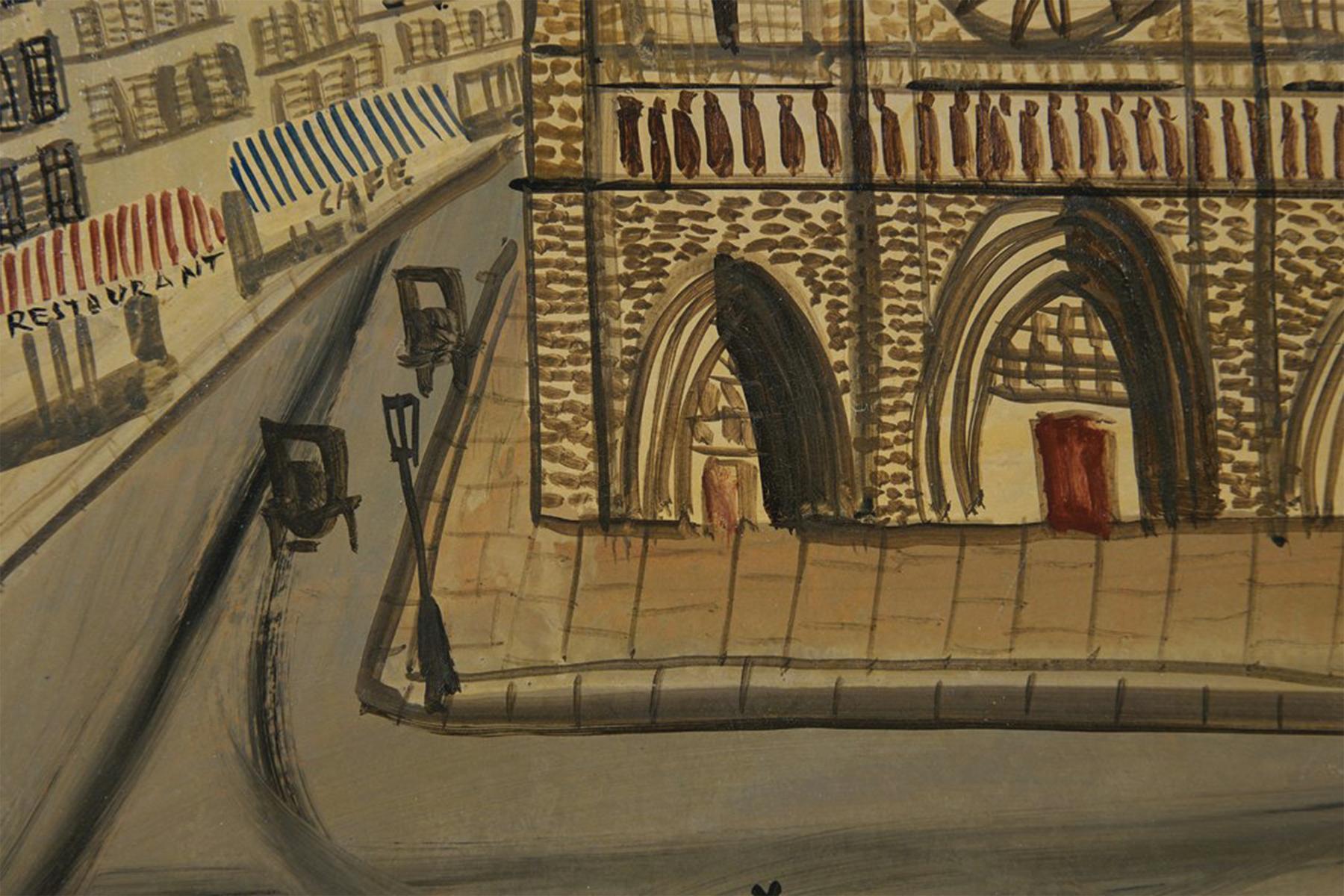 Paesaggio urbano di Notre Dame, Parigi con la Senna, artista francese del XX secolo in vendita 1
