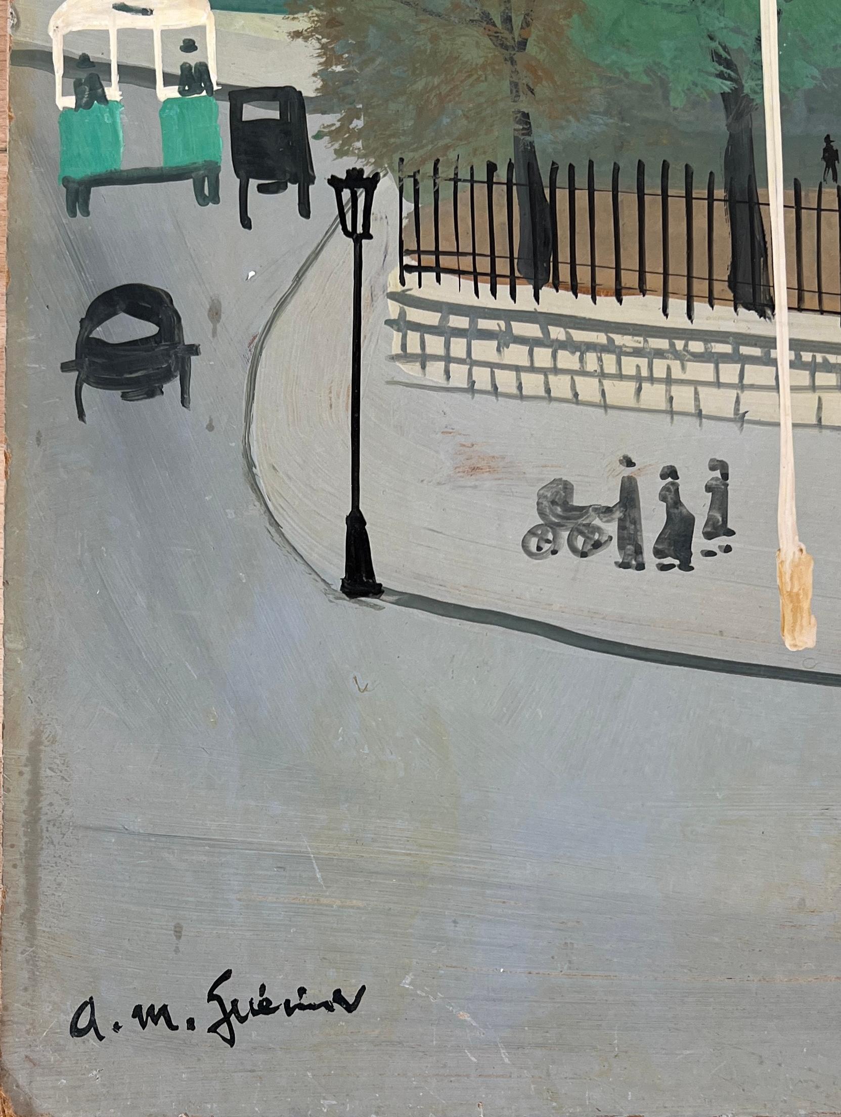 Figures sous le porche de l'église - École française Painting par Armand Marie Guerin
