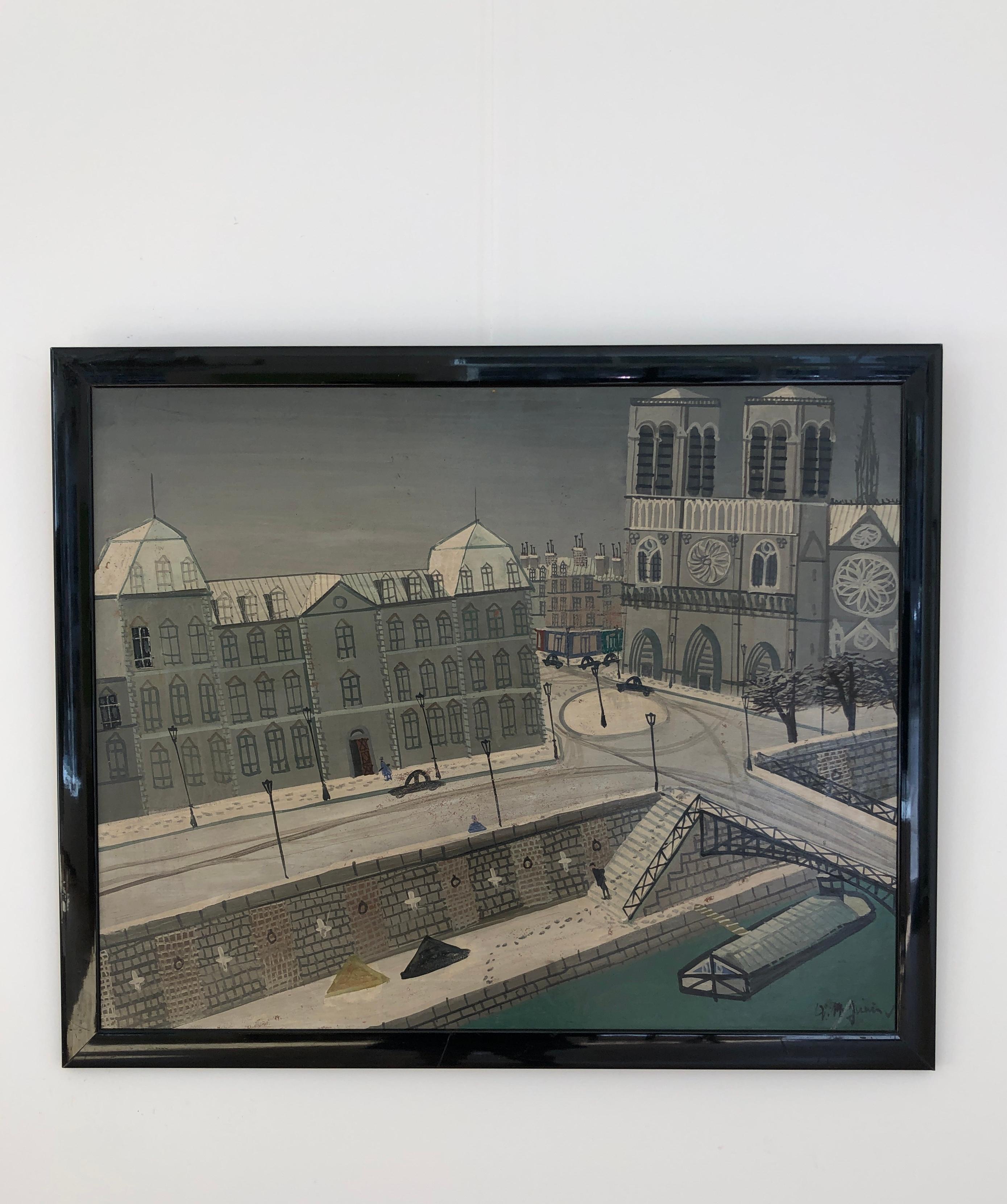 Il piazzale di Notre Dame e le banchine - Painting di Armand Marie Guerin