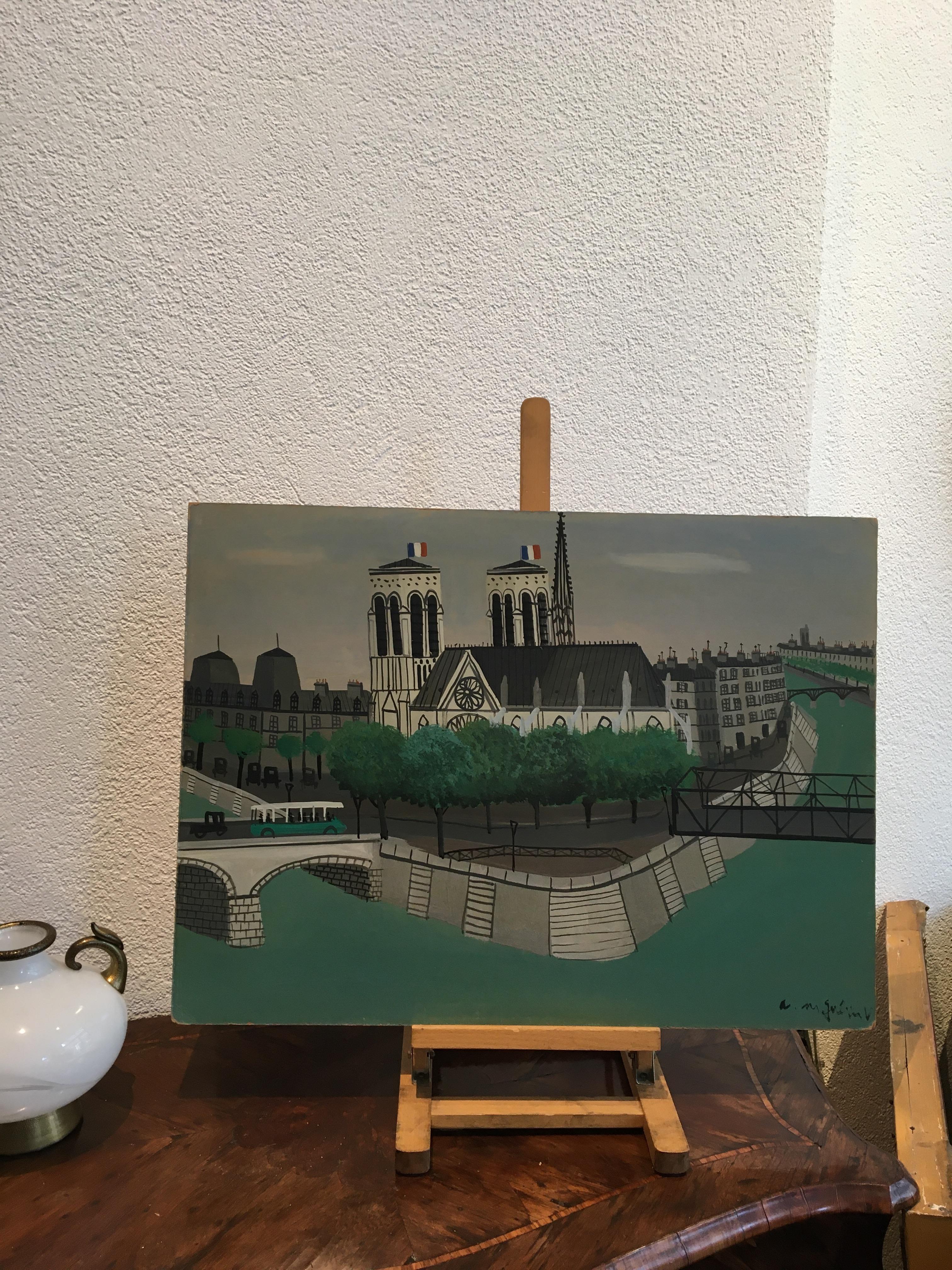 Notre Dame Cathedral, Paris - Painting by Armand Marie Guerin