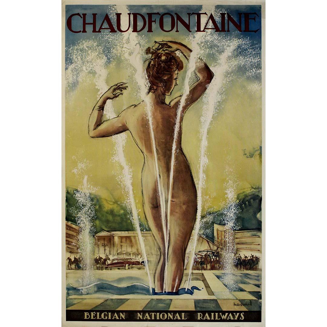 Cartel original de Massonet de 1948 para los Ferrocarriles Nacionales Belgas de Chaudfontaine - Print de Armand Massonet