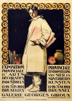 Affiche rétro originale, Exposition d'arts décoratifs et industriels, Bruxelles, Belgique