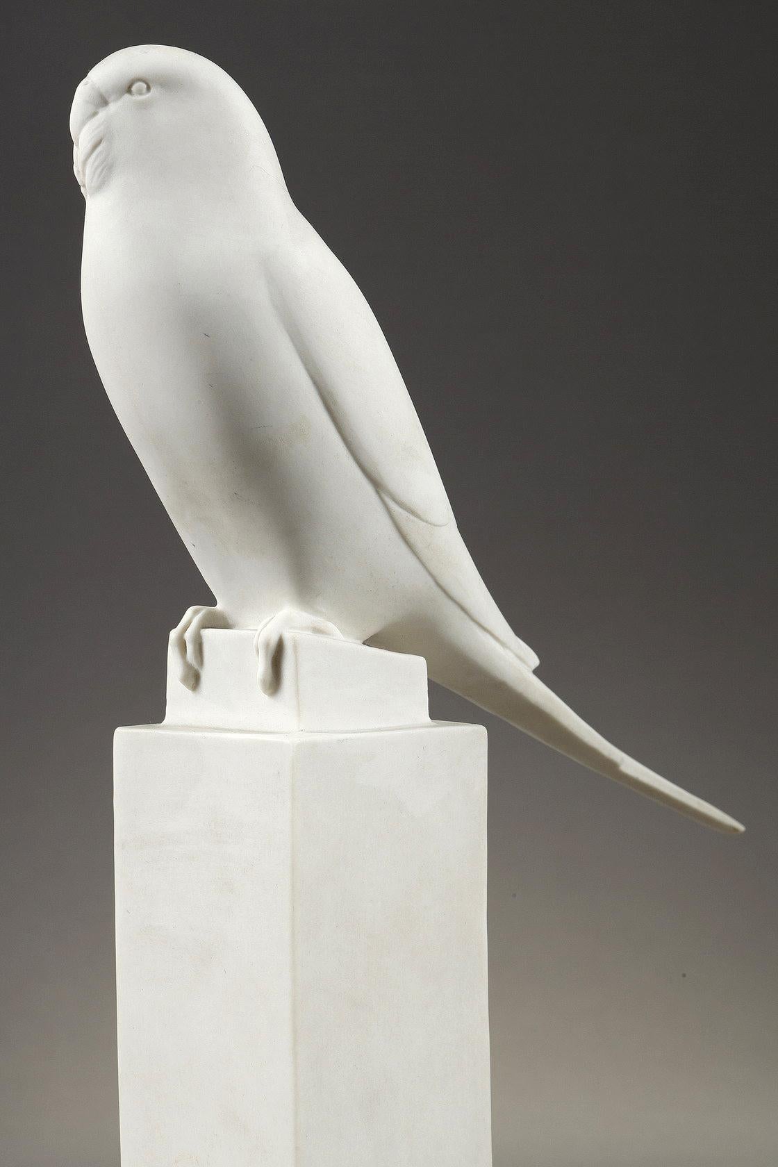 Parrotlet
by Armand PETERSEN (1891-1969) & SEVRES Manufacture

Sculpture in white paste porcelain
Signed « A. Petersen »
Old edition artwork. Stamped by the porcelain manufacture of Sèvres

France
Model created in 1932
Edited by the Sèvres