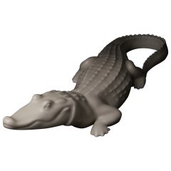 Armand PETERSEN (1891-1969) : Rare "Caïman", rare porcelaine blanche mate - Art Déco