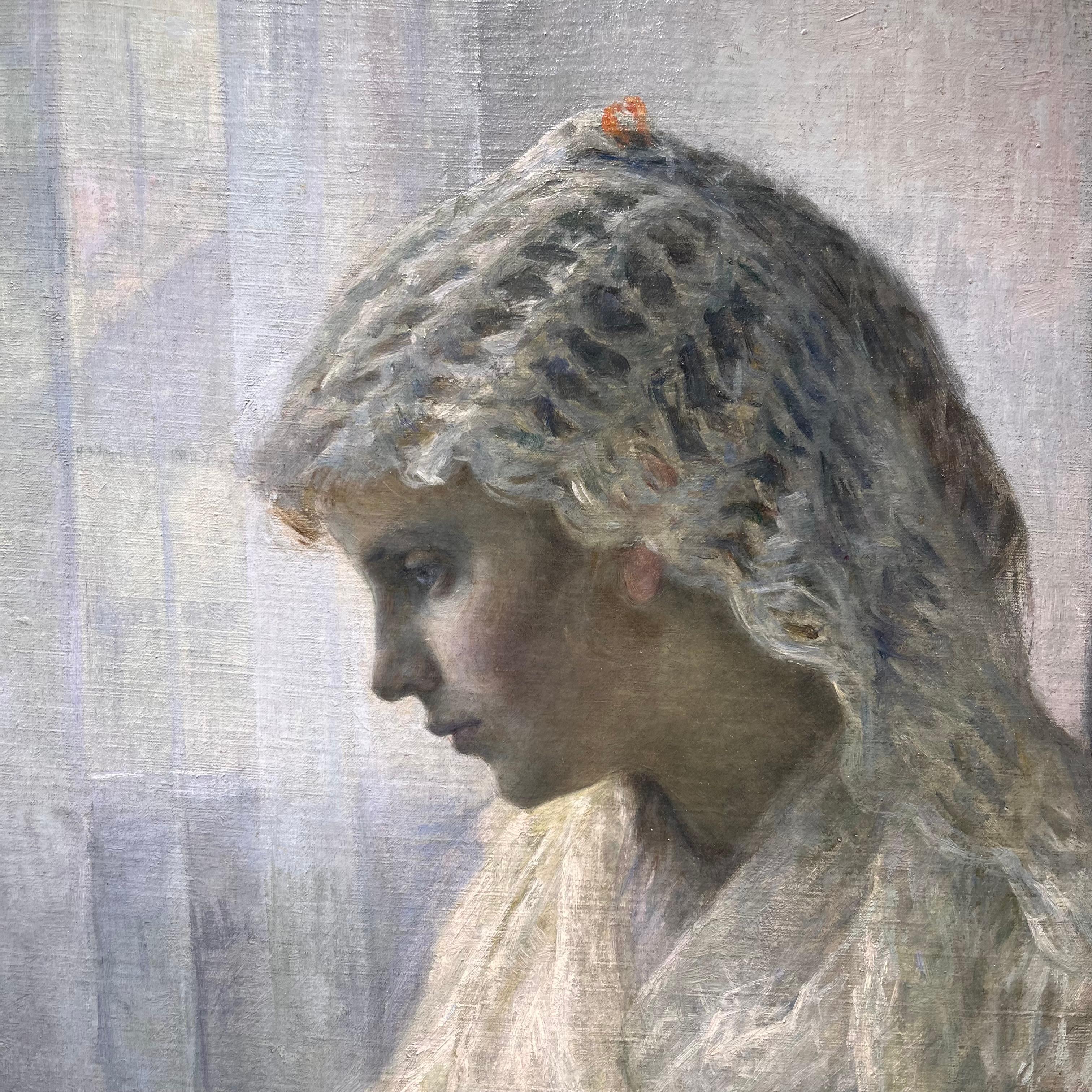 Youthful Thoughts - Gray Portrait Painting by Armand Point