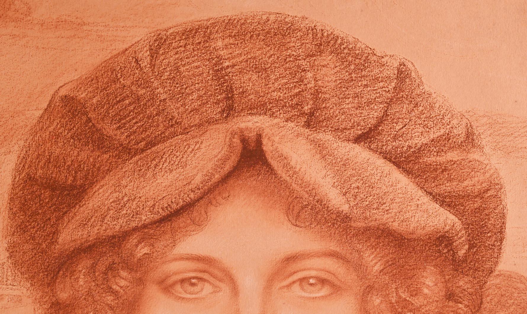 French Armand POINT, Preparatory drawing for Young Woman with the Green Toque, 1905 For Sale