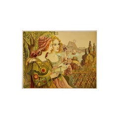 1897 Litografia originale di Armand Point dal titolo La leggenda d'oro