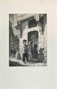 Chanteurs de Noel - Etching by Armand Queyroy - 1870s