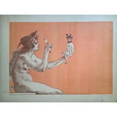 1896 original lithography by Armand Rassenfosse Salon des cent