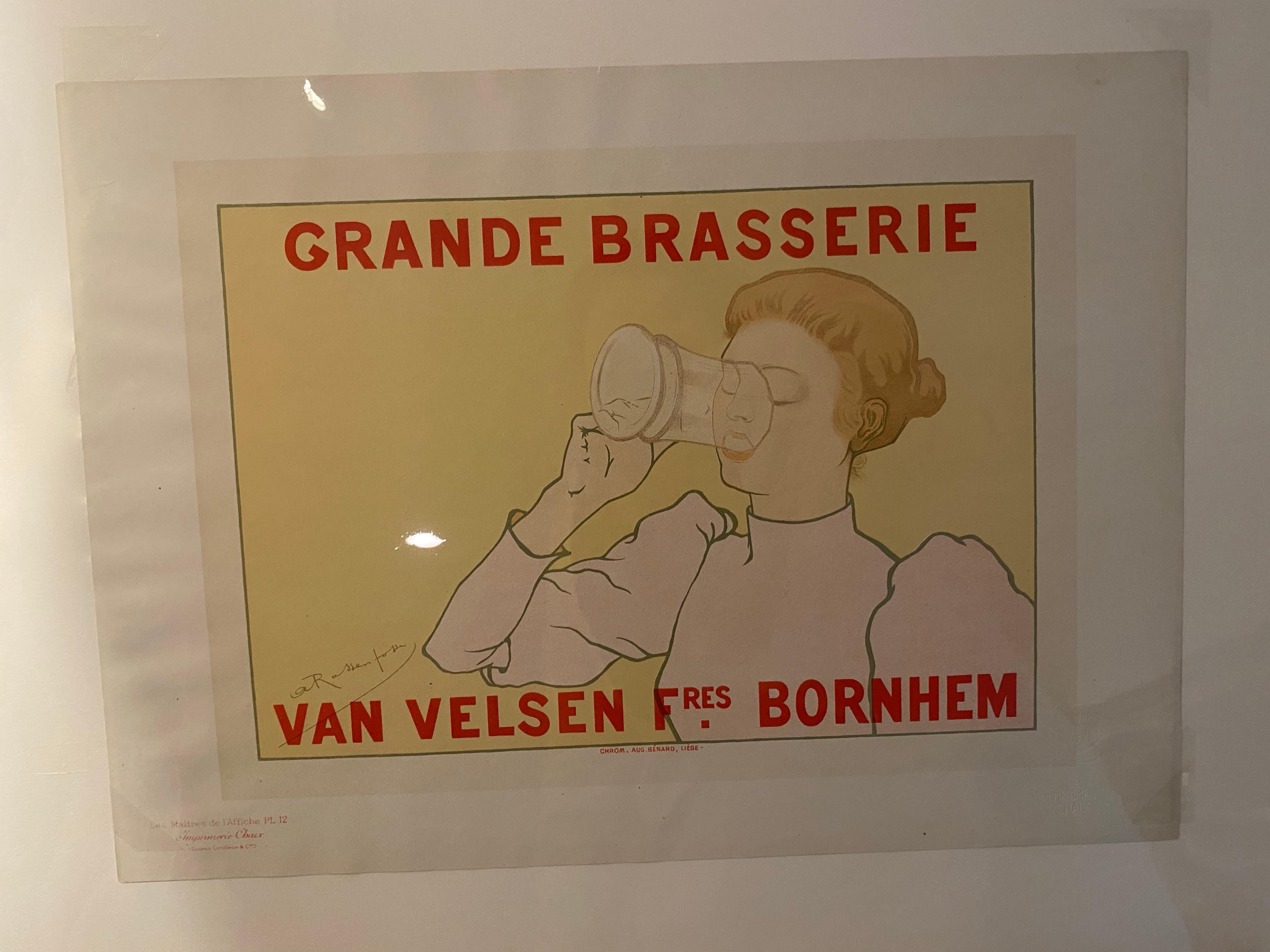 „“Grande Brasserie Van Velsen“ aus der Serie „Les Maitres de L'Affiche“ – Print von Armand Rassenfosse