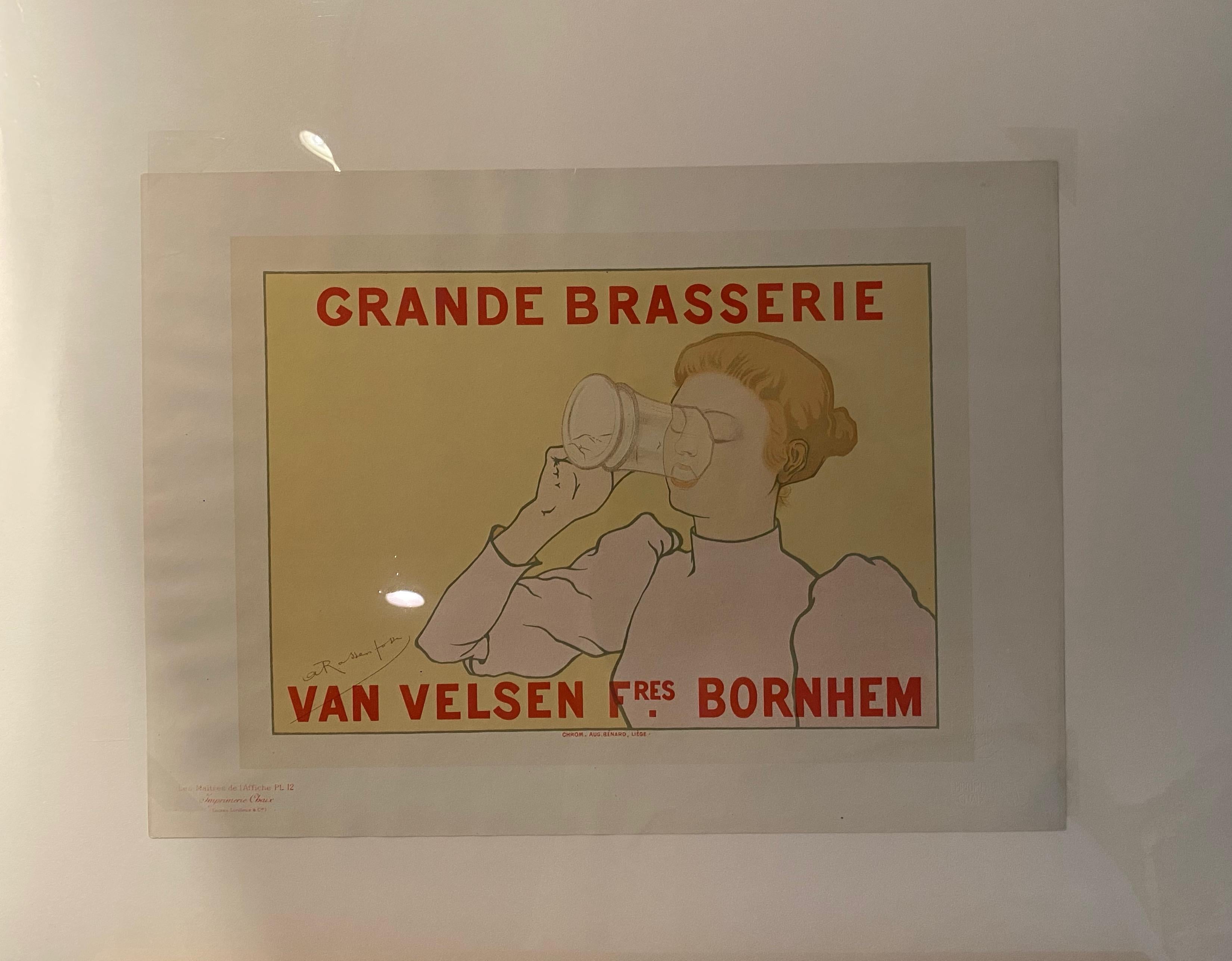 Armand Rassenfosse Figurative Print - "Grande Brasserie Van Velsen" from "Les Maitres de L'Affiche" series