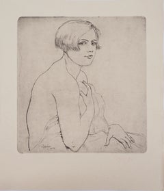 Shy Woman - Original drypoint etching, Handsigned, 1928