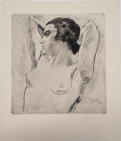 Stretching Nude - Original drypoint etching, Handsigned, 1928