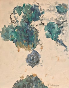 BLUES & GREEN TURQUOISE Pittura ad olio astratta espressionista francese