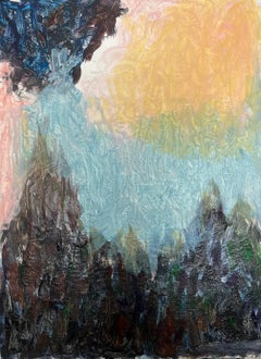 Paysage abstrait Dawn avec montagnes texturées et ciel radiant