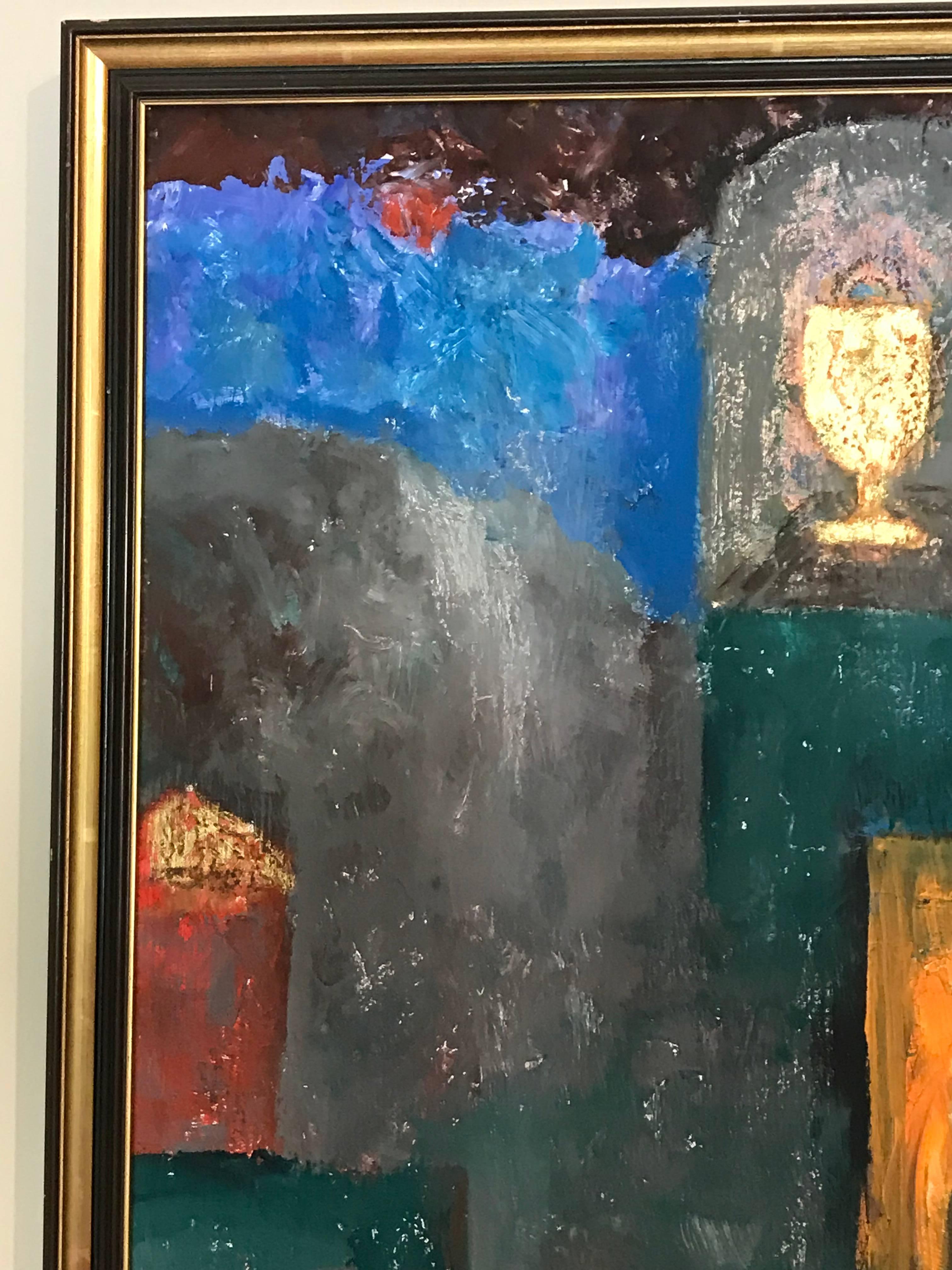 Pittura ad olio astratta espressionista francese Il calice d'oro in vendita 1