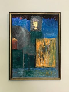 Pittura ad olio astratta espressionista francese Il calice d'oro
