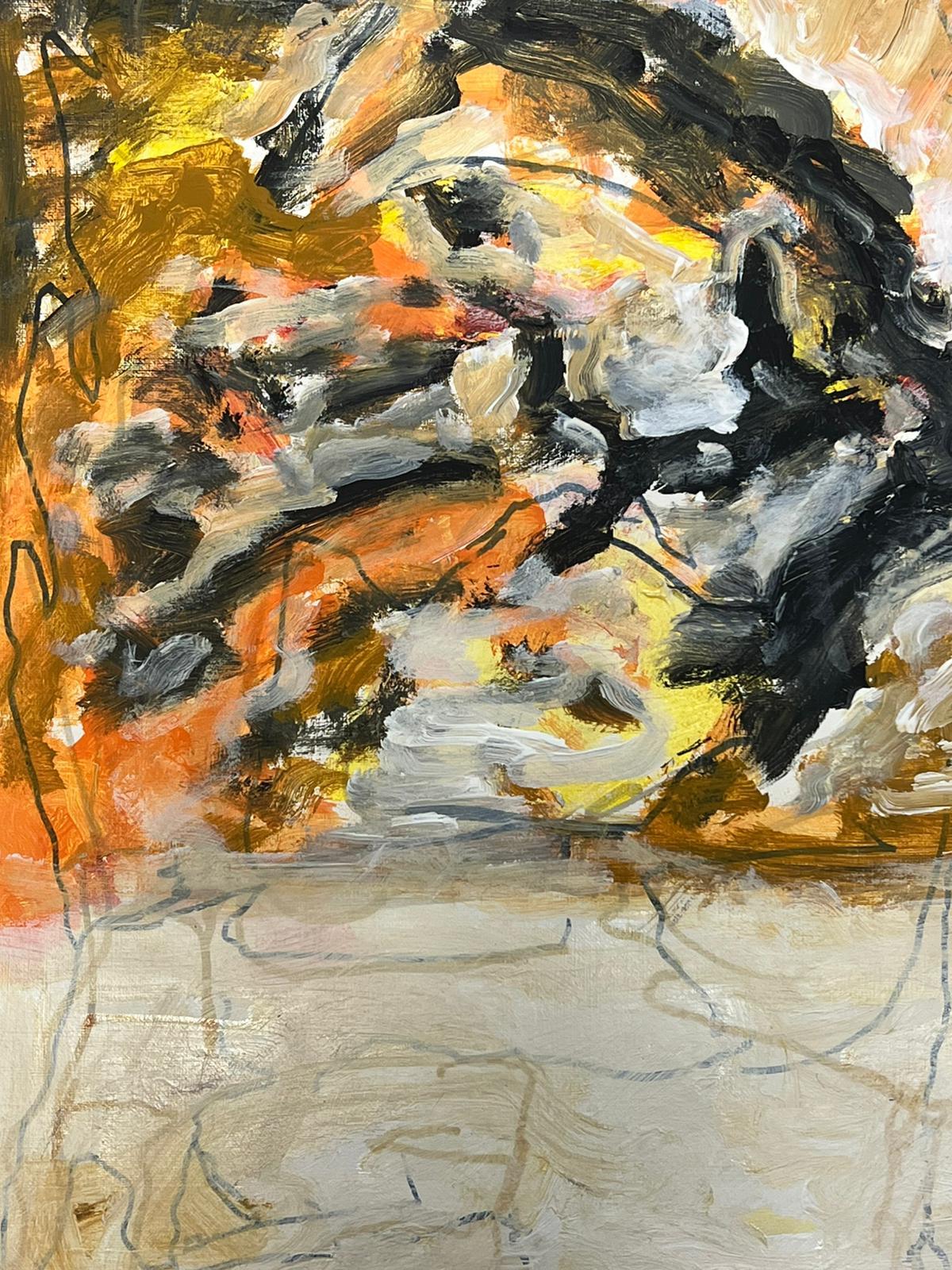 Pittura astratta espressionista francese Autunno infuocato Espressionista - Abstract Painting Beige di Armand Rottenberg