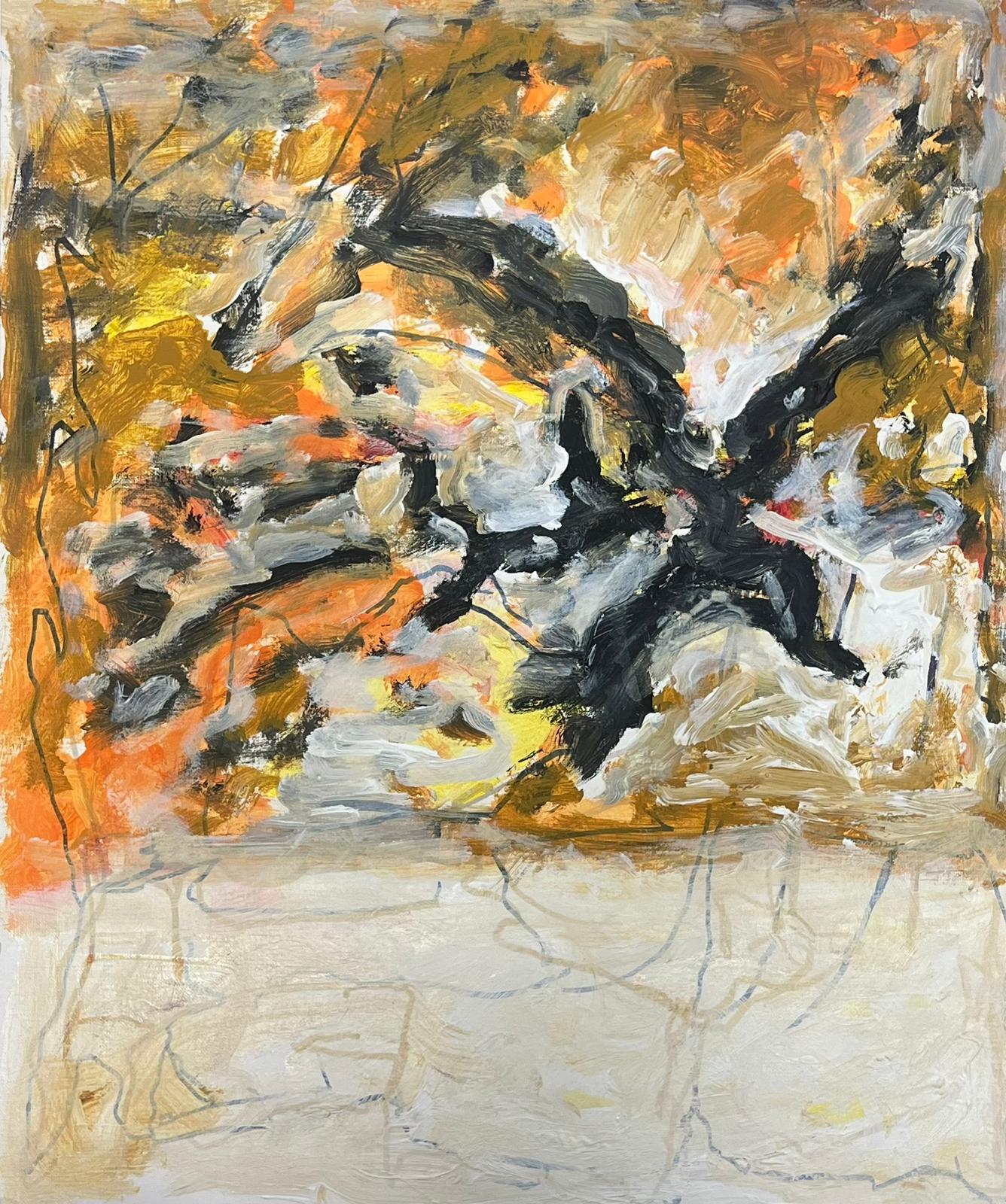 Abstract Painting di Armand Rottenberg - Pittura astratta espressionista francese Autunno infuocato Espressionista