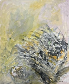 Vintage French Expressionist Abstract Painting Fiery Autumn Expressionist