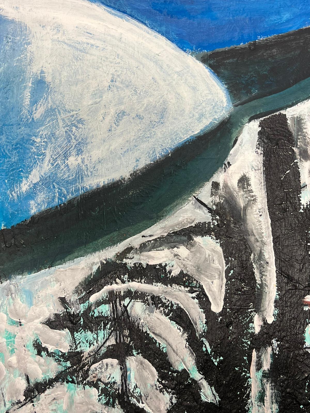 Pittura astratta espressionista francese con texture di alberi e montagne innevate in vendita 2