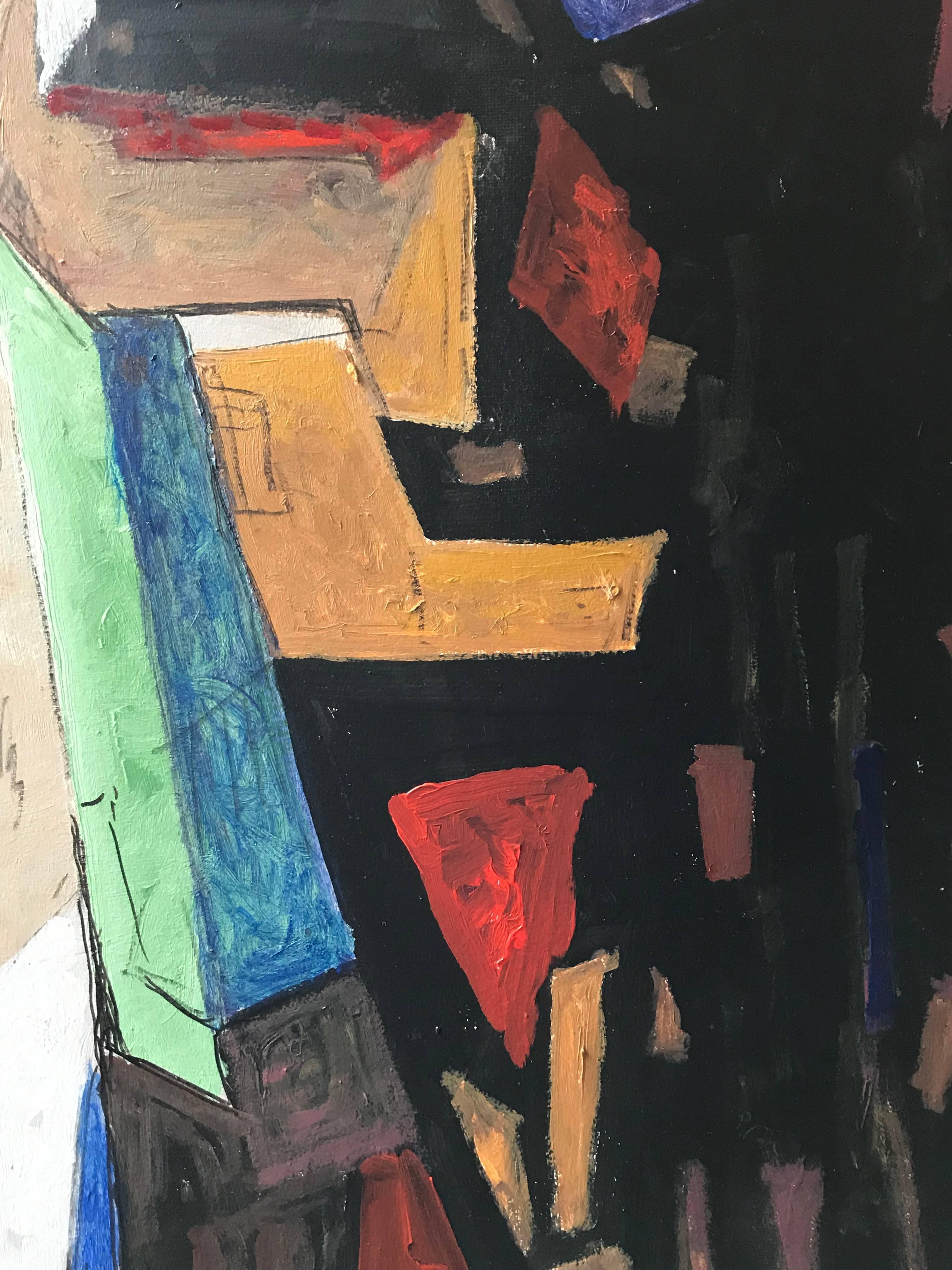 Composizione cubista
di Armand Rottenberg (francese 1903-2000)
firmato nell'angolo inferiore, datato 1988
dipinto a olio su tavola, incorniciato

Incorniciato 47 x 30 pollici

Splendido dipinto cubista originale dell'artista astratto (e poeta)