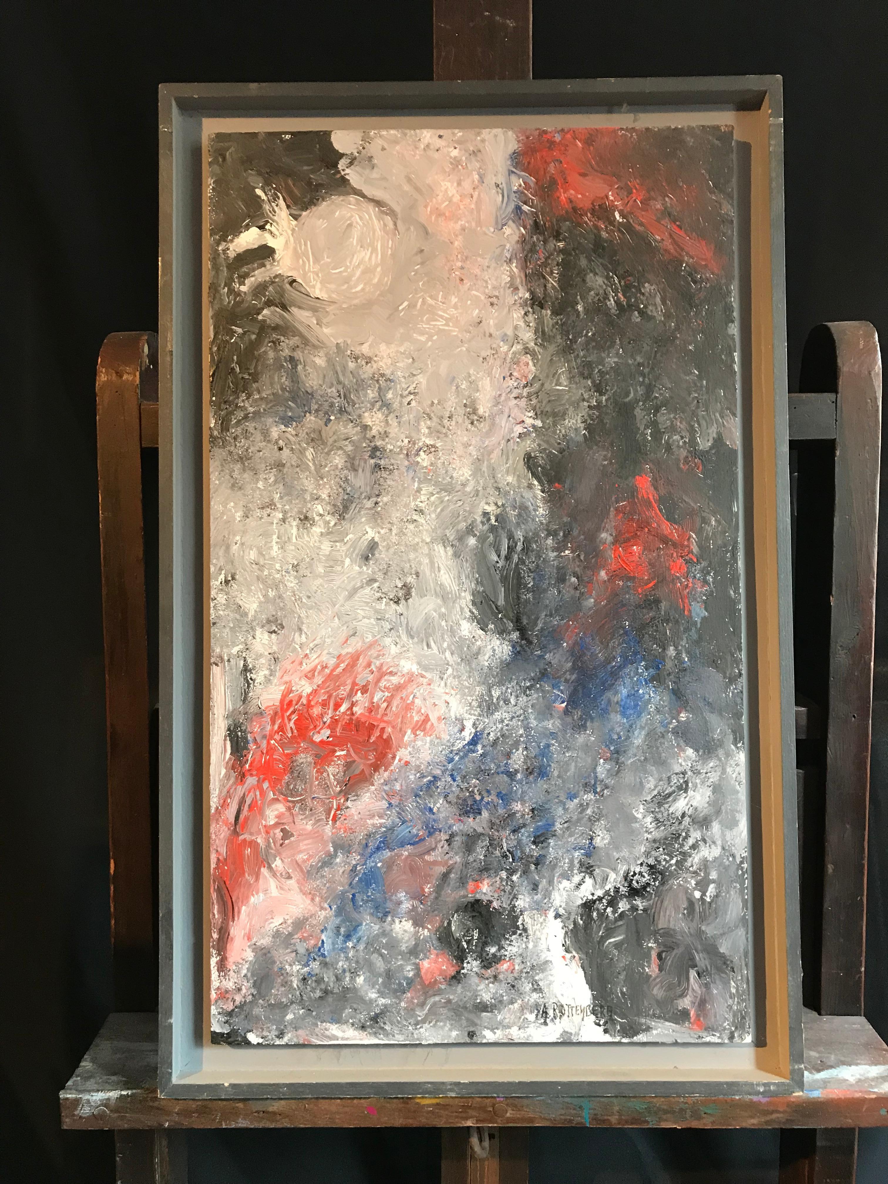 Grande dipinto a olio astratto espressionista francese - Painting di Armand Rottenberg