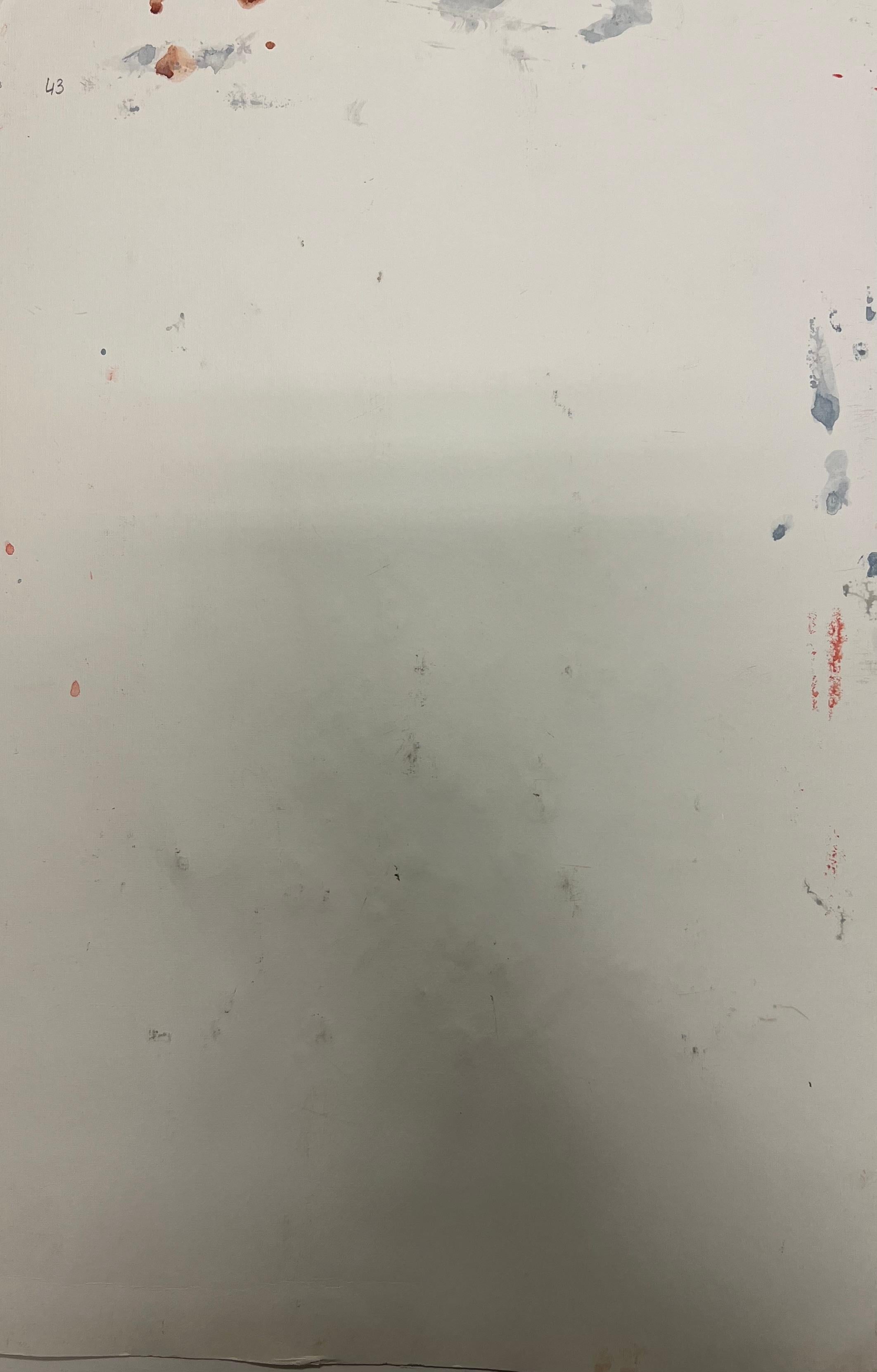 Pittura organica con texture floreale astratta di colore verde e rosa in vendita 3