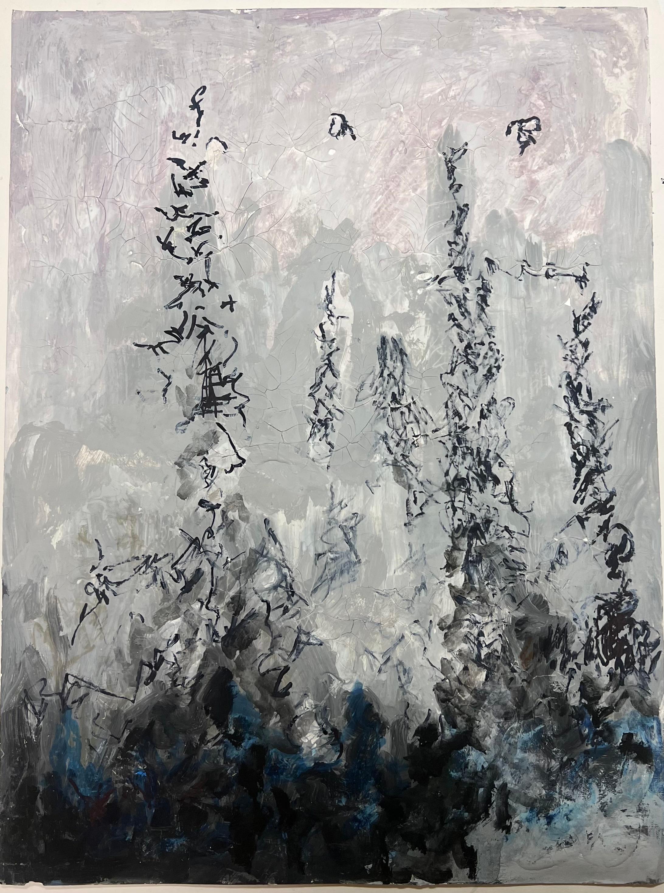 Siluetas Místicas del Bosque Paisaje Expresionista Abstracto - Painting de Armand Rottenberg